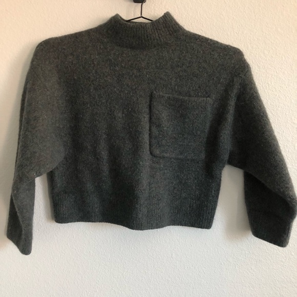& Other Stories Dark Green Chest Pocket Knit Cropped Sweater. Size XS - Picture 3 of 8